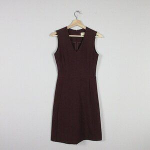 MM Laufleur The Annie Sheath Dress V-Neck Sleeveless Office Size 2 Burgundy 276